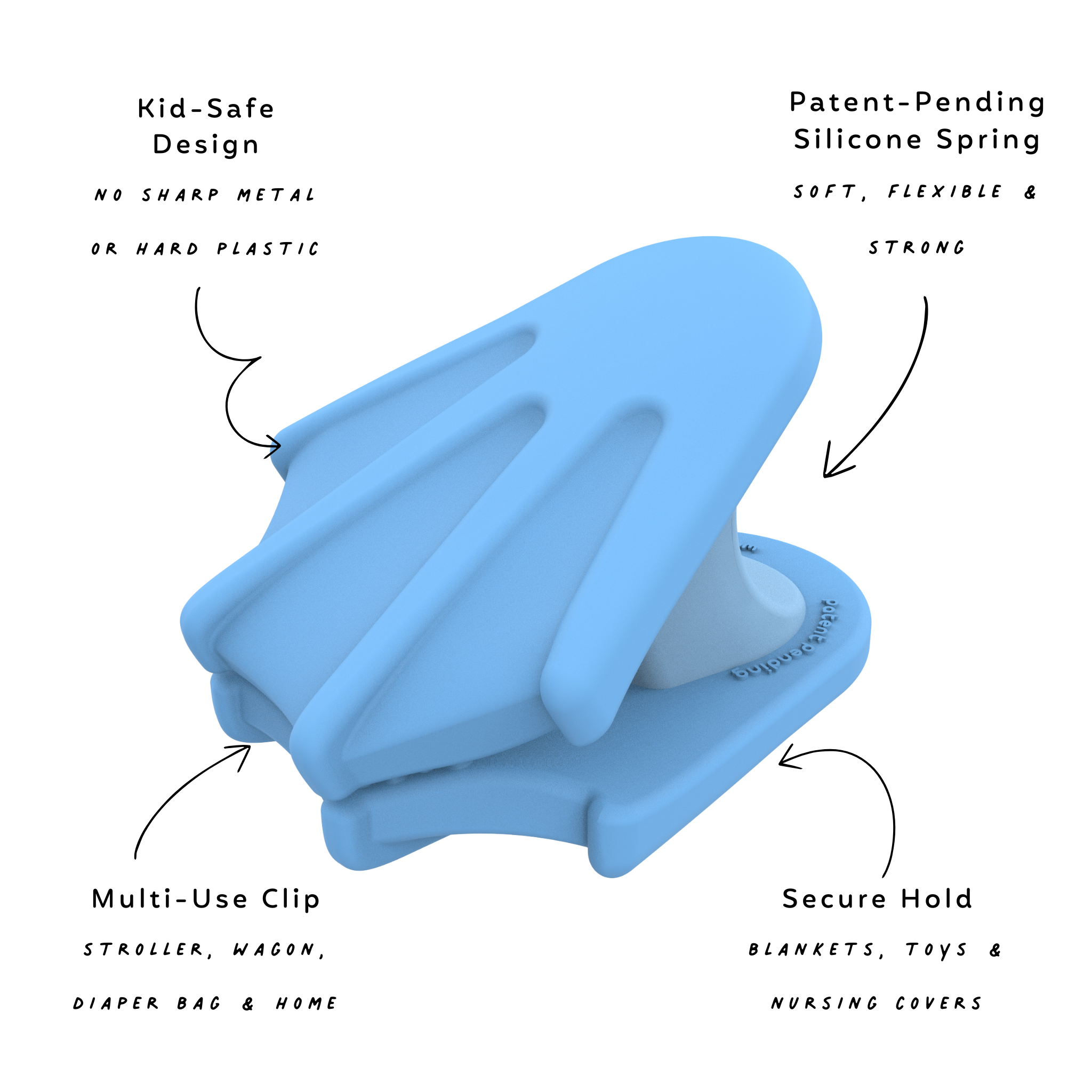 Versatile everyday use icon – whimSi clip | Multi-functional baby accessory for daily parenting tasks, home and travel essential