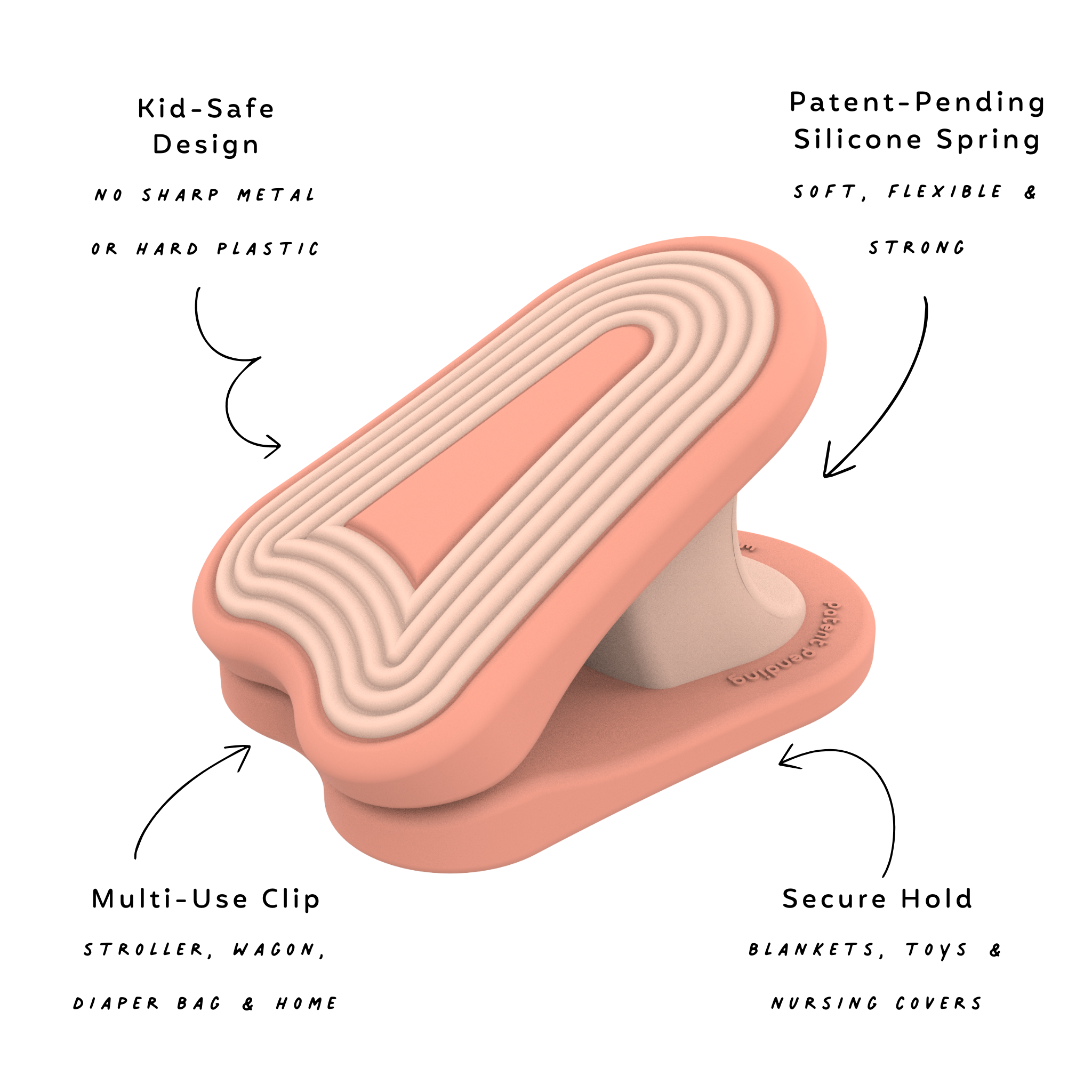 Travel essentials icon – multi-use whimSi clip | Portable baby travel accessory, compact clip for diaper bags and family vacations