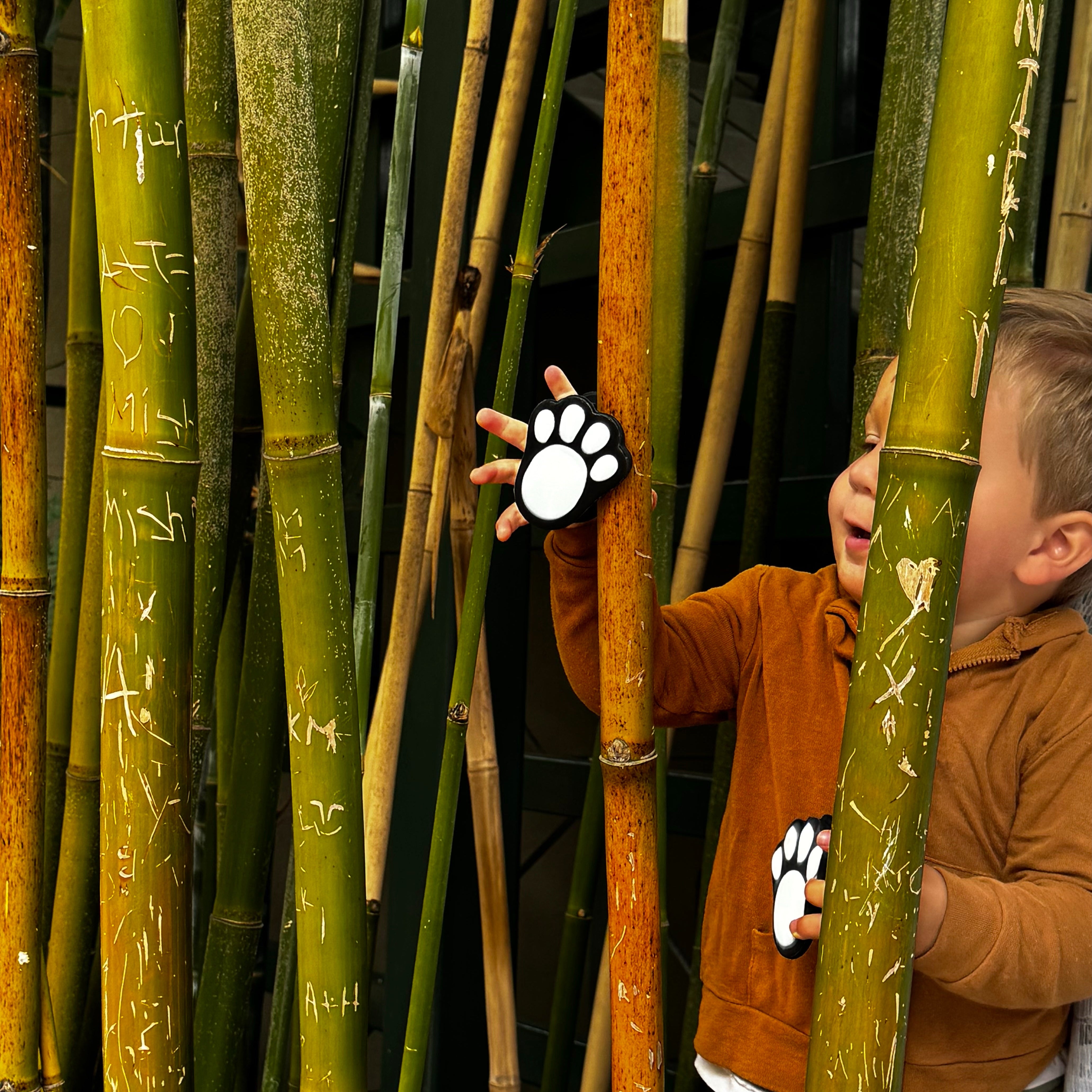 Panda Paws whimSi clip — soft, silicone baby clip for strollers, blankets, and toys. Cute panda design, safe, metal-free, and pinch-free.