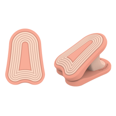 Fire baby clip in peach color - soft silicone stroller clip by whimSi clips | Premium multi-use baby gear organizer with pinch-free design, perfect for securing blankets, toys, and bags to strollers and wagons