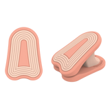 Fire baby clip in peach color - soft silicone stroller clip by whimSi clips | Premium multi-use baby gear organizer with pinch-free design, perfect for securing blankets, toys, and bags to strollers and wagons