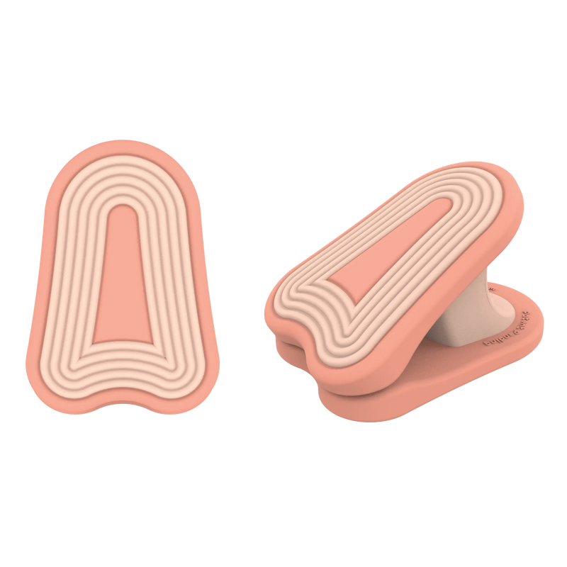 Fire silicone stroller clip in peach color by whimSi clips